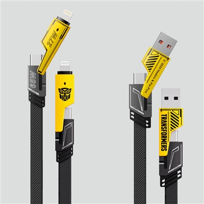 Genuine Transformers 4-in-1 65W USB-A/Type-C to Lightning/Type-C PD Fast Charging Cable