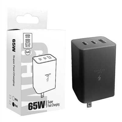 65W SUPER FAST WALL CHARGER ADAPTER BLACK