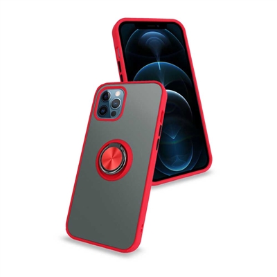 iPhone 11 Matt Clear PC Ring Stand With TPU Bumper Case HYB10 Red