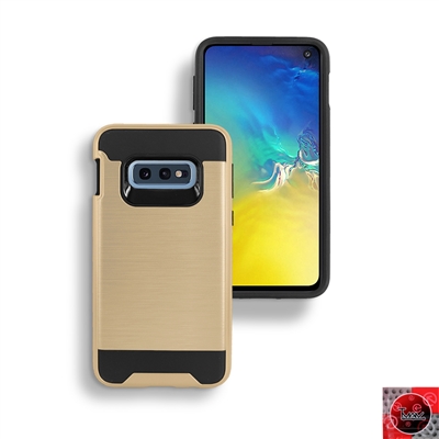 Samsung Galaxy S10e Hybrid Slim Armor Metal Brush Case HYB22 Gold