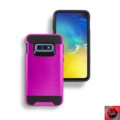 Samsung Galaxy S10e Hybrid Slim Armor Metal Brush Case HYB22 Pink