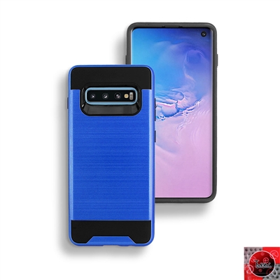 Samsung Galaxy S10 Plus/ S10+ Hybrid Slim Armor Metal Brush Case HYB22 Blue