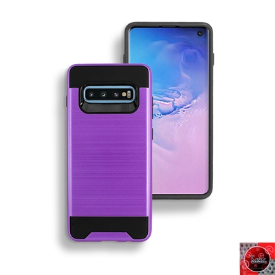 Samsung Galaxy S10 Plus/ S10+ Hybrid Slim Armor Metal Brush Case HYB22 Purple