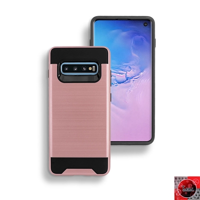 Samsung Galaxy S10 Plus/ S10+ Hybrid Slim Armor Metal Brush Case HYB22 Rose Gold