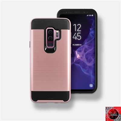 Samsung GALAXY S9 / G960 Metal Brush Slim Hybrid Case Rose Gold