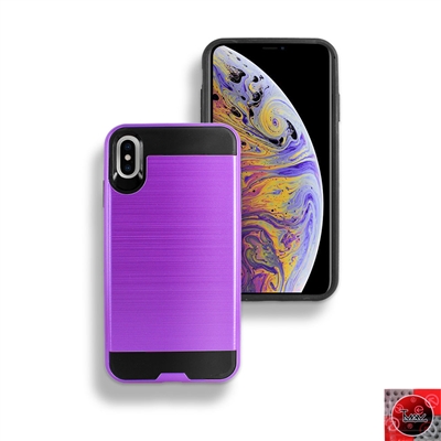 Apple iPhone XR METAL BRUSH DESIGN SLIM ARMOR CASE HYB22 PURPLE