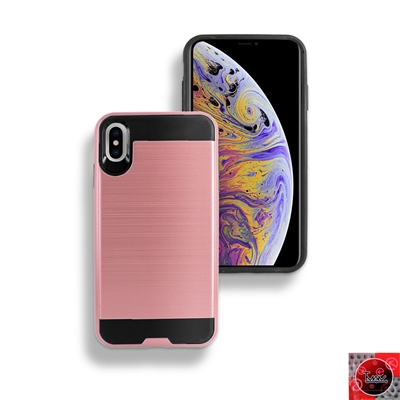 Apple iPhone XR METAL BRUSH DESIGN SLIM ARMOR CASE HYB22 Rose Gold