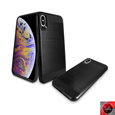 Apple iPhone XS MAX METAL BRUSH DESIGN SLIM ARMOR CASE HYB22 Black