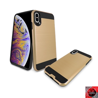 Apple iPhone XS MAX METAL BRUSH DESIGN SLIM ARMOR CASE HYB22 Gold