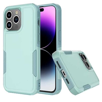 iPhone 15 Plus Pioneer Armor Heavy Duty PC+TPU Case Tiffany Green