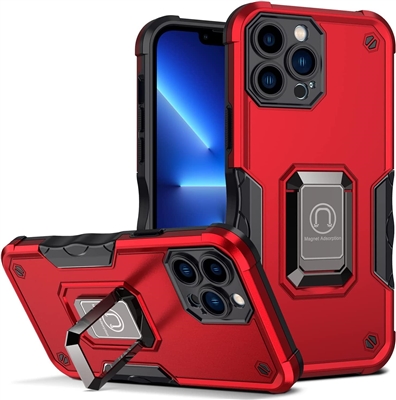 iPhone 14 Pro Max Robotic Hybrid Case with Magnetic Ring Stand Red