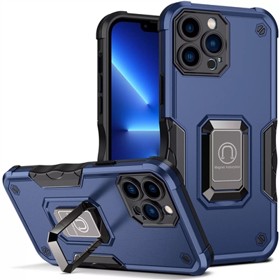 iPhone 16 Pro Robotic Hybrid Case with Magnetic Ring Stand Blue