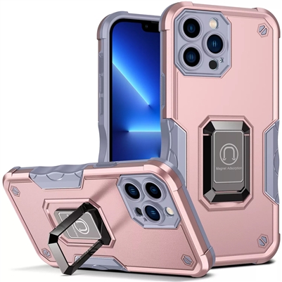 iPhone 16 Pro Robotic Hybrid Case with Magnetic Ring Stand Pink Gold