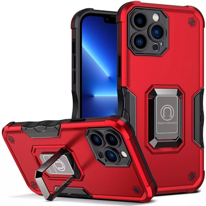 iPhone 16 Pro Robotic Hybrid Case with Magnetic Ring Stand Red