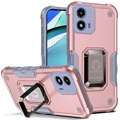 Motorola MOTO G 5G 2024 Robotic Hybrid Case with Magnetic Ring Stand Pink Gold