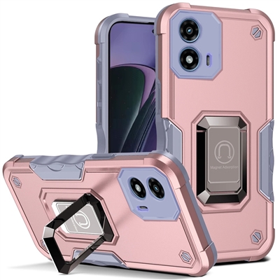 Motorola MOTO G Stylus 5G 2024 Robotic Hybrid Case with Magnetic Ring Stand Pink Gold