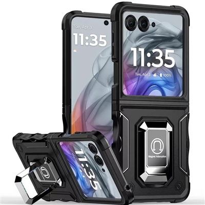 Motorola Razr (2024) Robotic Hybrid Case with Magnetic Ring Stand Black