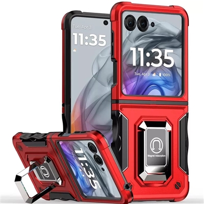 Motorola Razr (2024) Robotic Hybrid Case with Magnetic Ring Stand Red