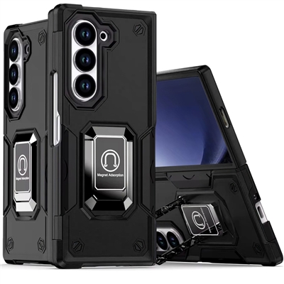 Samsung Galaxy Z Fold 5 Robotic Hybrid Case with Magnetic Ring Stand Black