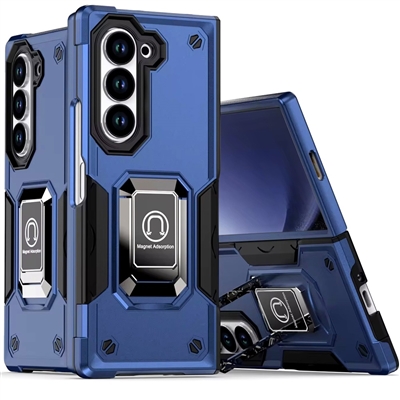 Samsung Galaxy Z Fold 5 Robotic Hybrid Case with Magnetic Ring Stand Blue