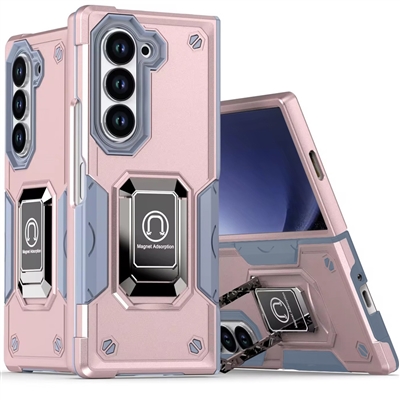 Samsung Galaxy Z Fold 5 Robotic Hybrid Case with Magnetic Ring Stand Pink Gold