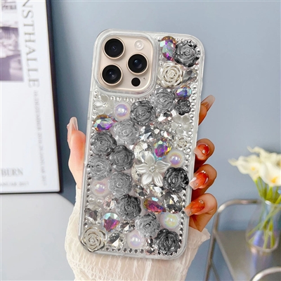 iPhone 16 Fully Covered 3D Diamond Case Black