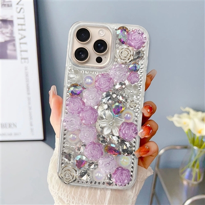 iPhone 16 Pro Fully Covered 3D Diamond Case Purple