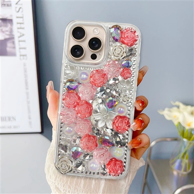 iPhone 16 Plus Fully Covered 3D Diamond Case Red