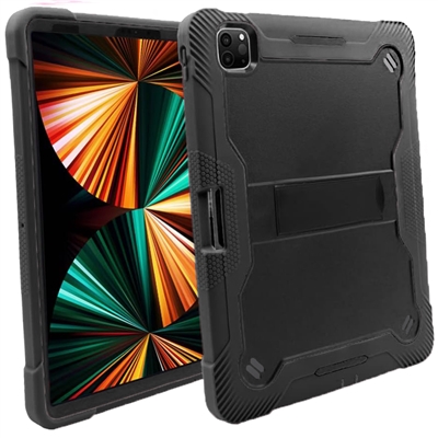 Apple iPad Air 13" 2024 Slim Heavy Duty Shockproof Rugged Case With Kickstand Black / Black