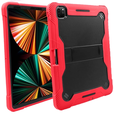 Apple iPad Air 13" 2024 Slim Heavy Duty Shockproof Rugged Case With Kickstand Black / Red