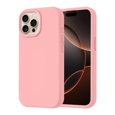 iPhone 16 Pro Liquid Silicone Gel Skin Wireless Charging Case Pink