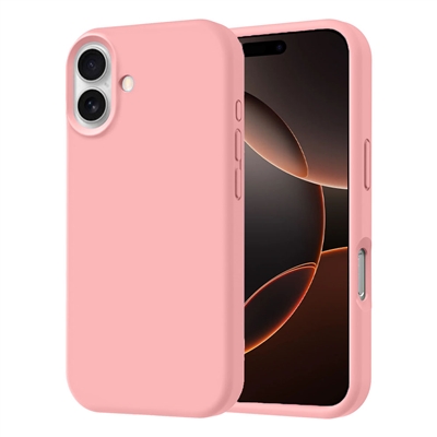 iPhone 16 Liquid Silicone Gel Skin Wireless Charging Case Pink