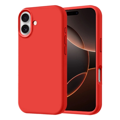 iPhone 16 Plus Liquid Silicone Gel Skin Wireless Charging Case Red