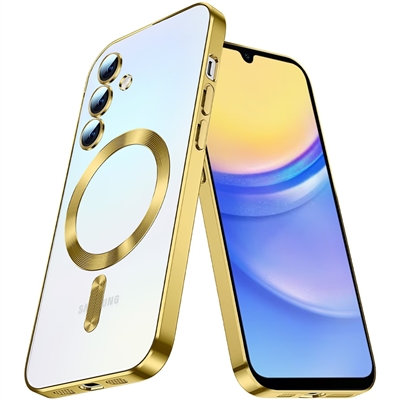 SAMSUNG GALAXY A15 WIRELESS CHARGING TPU CASE WITH CHROME EDGE & CAMERA COVER GOLD