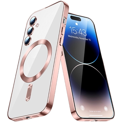 SAMSUNG GALAXY S25 PLUS WIRELESS CHARGING TPU CASE WITH CHROME EDGE & CAMERA COVER PINK GOLD