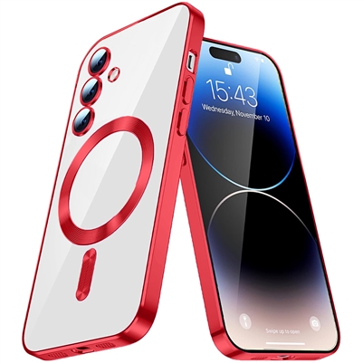 SAMSUNG GALAXY S25 PLUS WIRELESS CHARGING TPU CASE WITH CHROME EDGE & CAMERA COVER RED