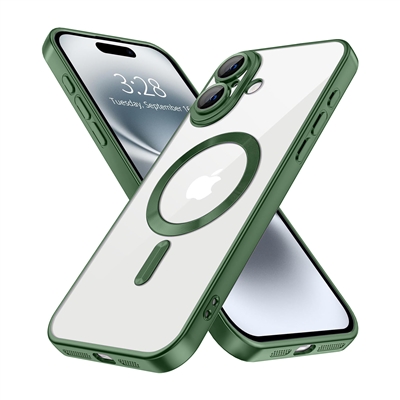 IPHONE 16 WIRELESS CHARGING TPU CASE WITH CHROME EDGE & CAMERA COVER GREEN