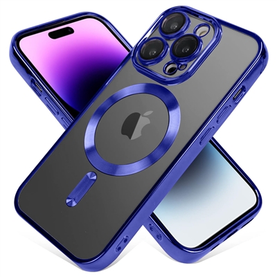 IPHONE 16 PRO WIRELESS CHARGING TPU CASE WITH CHROME EDGE & CAMERA COVER BLUE