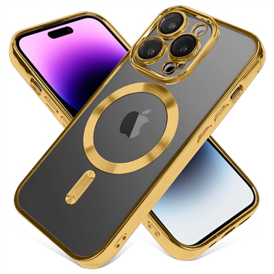 IPHONE 16 PRO WIRELESS CHARGING TPU CASE WITH CHROME EDGE & CAMERA COVER GOLD