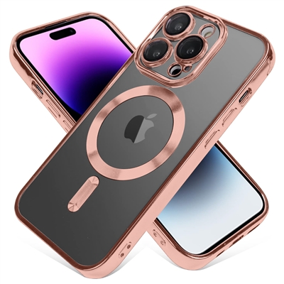 IPHONE 16 PRO WIRELESS CHARGING TPU CASE WITH CHROME EDGE & CAMERA COVER PINK GOLD