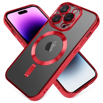 IPHONE 16 PRO WIRELESS CHARGING TPU CASE WITH CHROME EDGE & CAMERA COVER RED