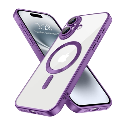 IPHONE 16 PLUS WIRELESS CHARGING TPU CASE WITH CHROME EDGE & CAMERA COVER PURPLE