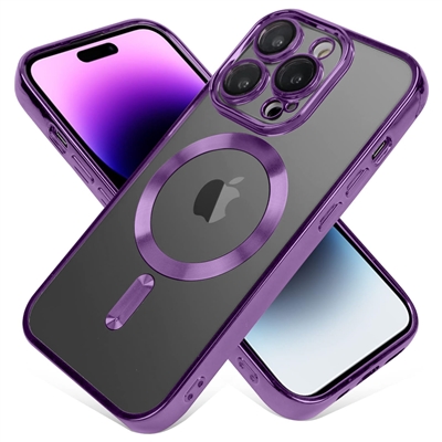 IPHONE 16 PRO MAX WIRELESS CHARGING TPU CASE WITH CHROME EDGE & CAMERA COVER PURPLE