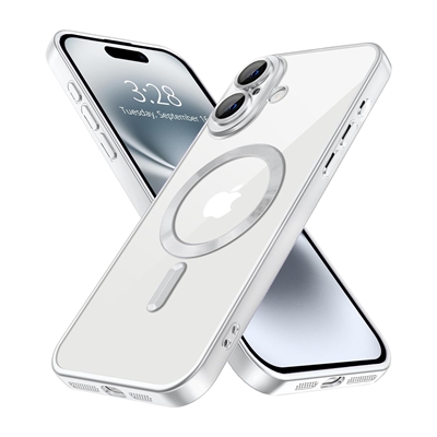 IPHONE 16 WIRELESS CHARGING TPU CASE WITH CHROME EDGE & CAMERA COVER SILVER