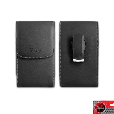 Vertical PU Leather Swivel Clip Pouch Black VP02 HD2 L