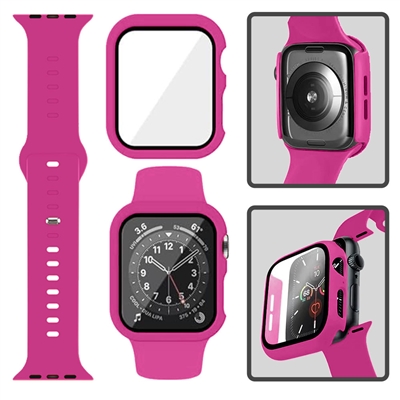 41MM SILICON IWATCH CASE + BAND HOT PINK