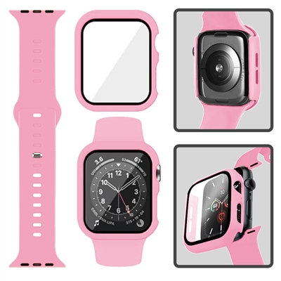 41MM SILICON IWATCH CASE + BAND LIGHT PINK