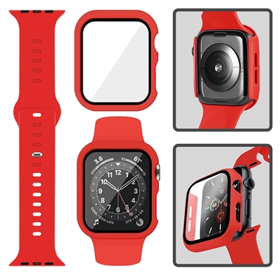 41MM SILICON IWATCH CASE + BAND RED